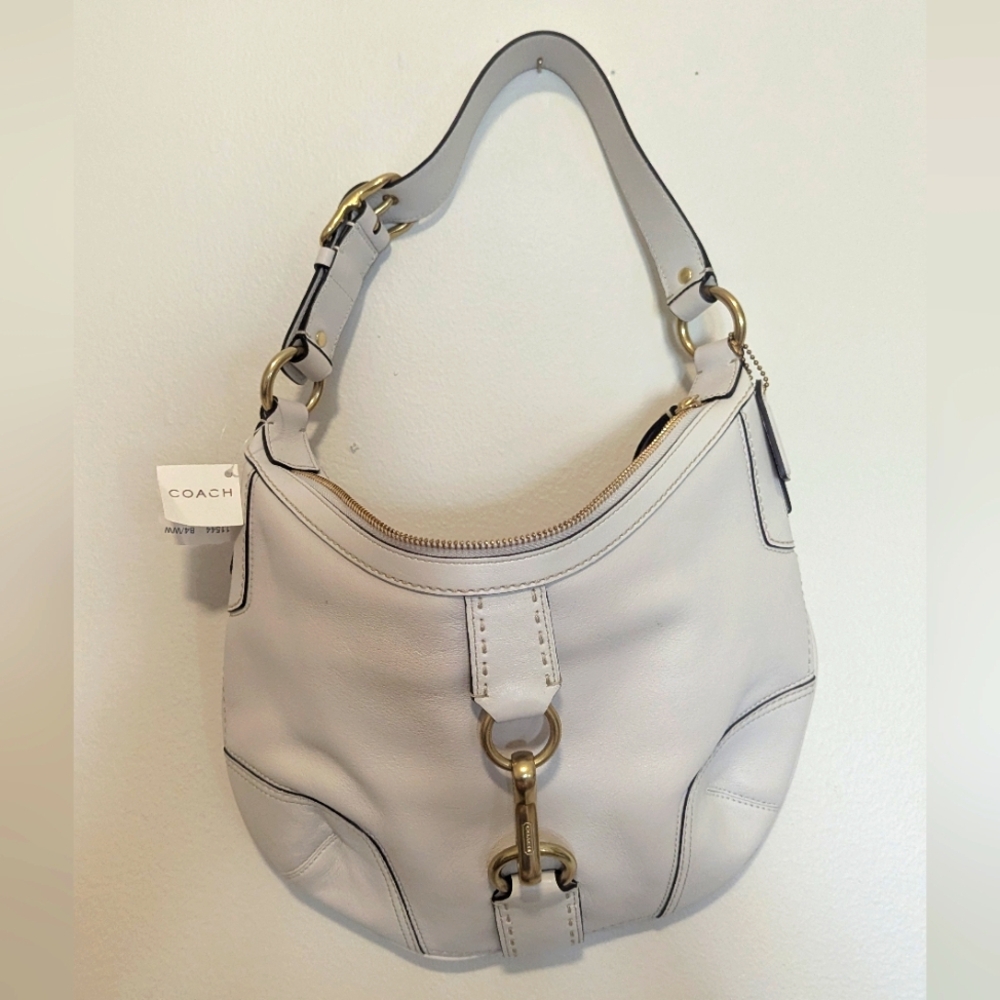 NWT Coach Hamptons Leather Hobo Bag - White, Gold Hardware Hardware